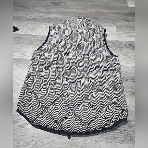 J. Crew Down Quilted Puffer Vest Womens XSmall Herringbone Black Cream - Picture 2 of 8